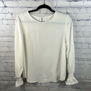 🌟 White Silky Long-Sleeved Blouse - Size Small 🌟